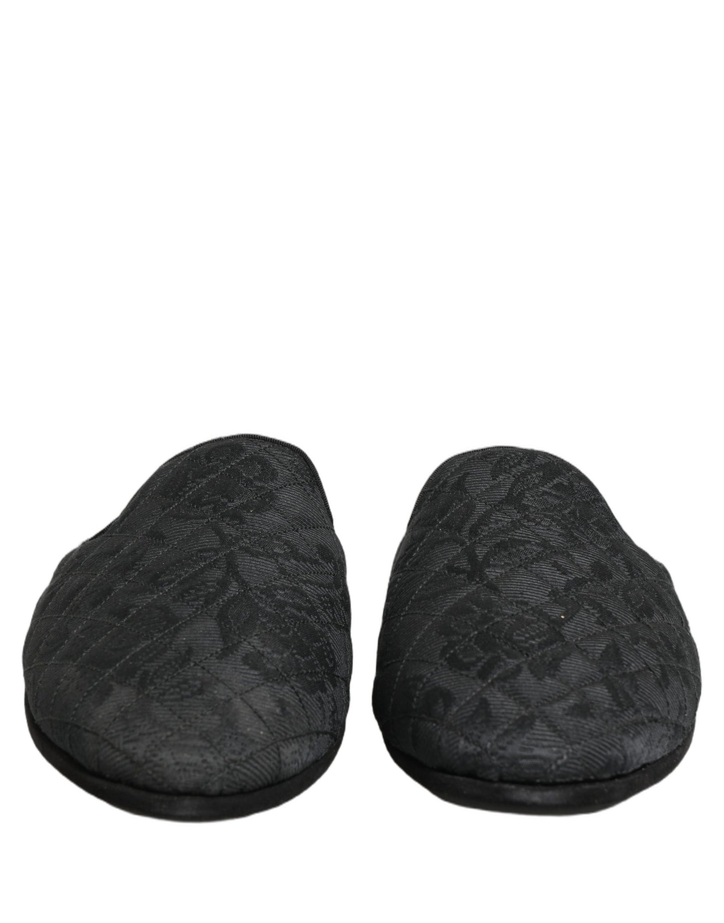 Dolce & Gabbana Black Floral Brocade Slides Slippers Shoes Dolce & Gabbana