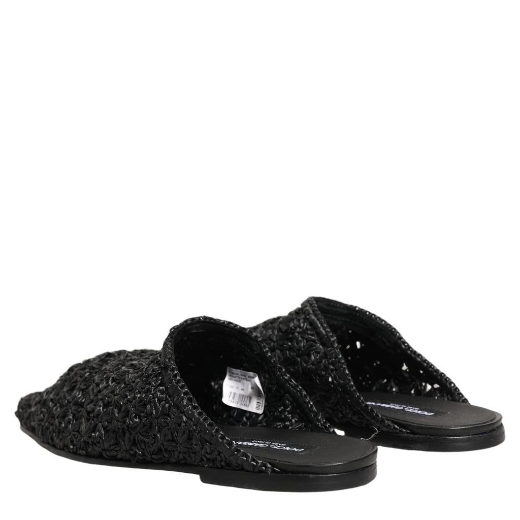 Dolce & Gabbana Black Mules Slides Slippers Men Flats Shoes Dolce & Gabbana