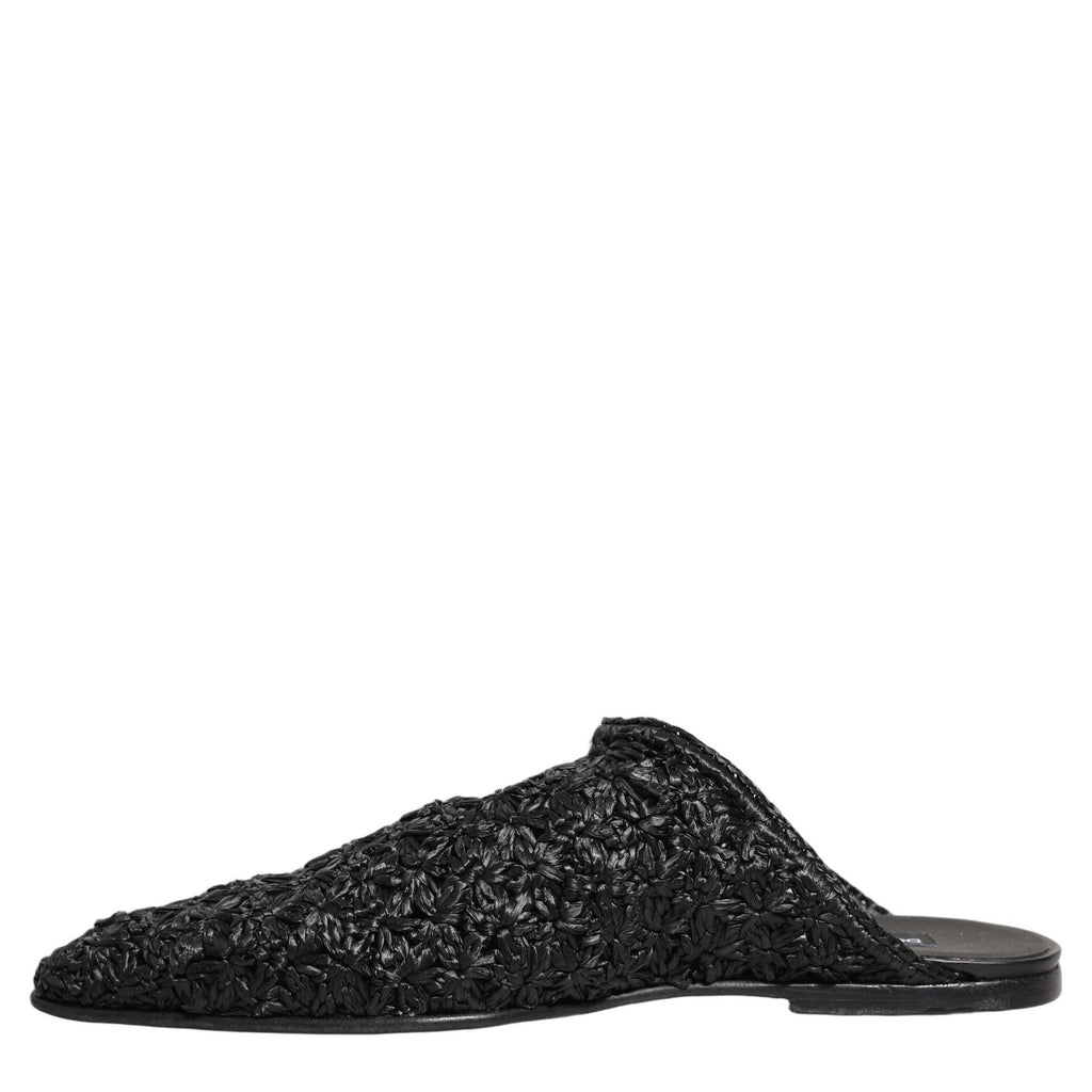 Dolce & Gabbana Black Mules Slides Slippers Men Flats Shoes Dolce & Gabbana
