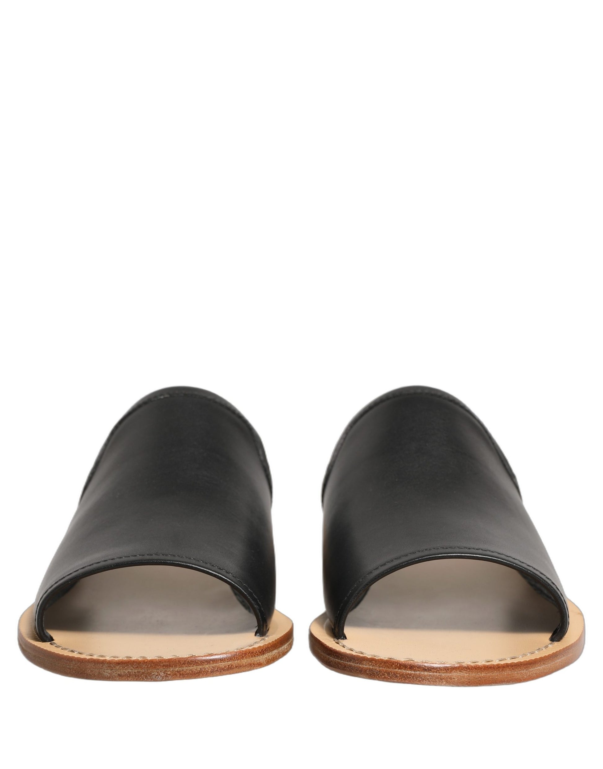 Dolce & Gabbana Brown Leather Slides Sandals Flats Men Shoes Dolce & Gabbana