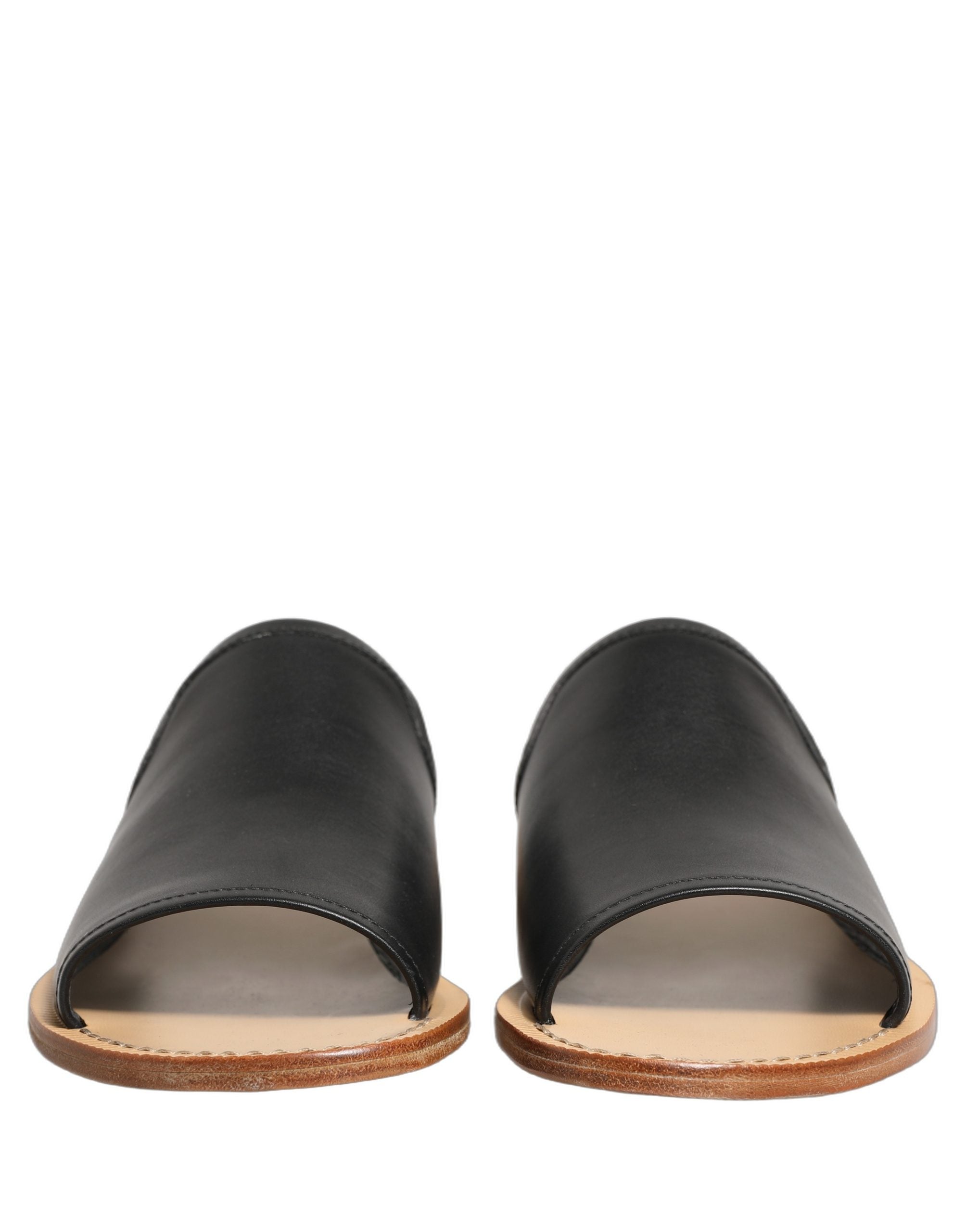 Dolce & Gabbana Brown Leather Slides Sandals Flats Men Shoes Dolce & Gabbana