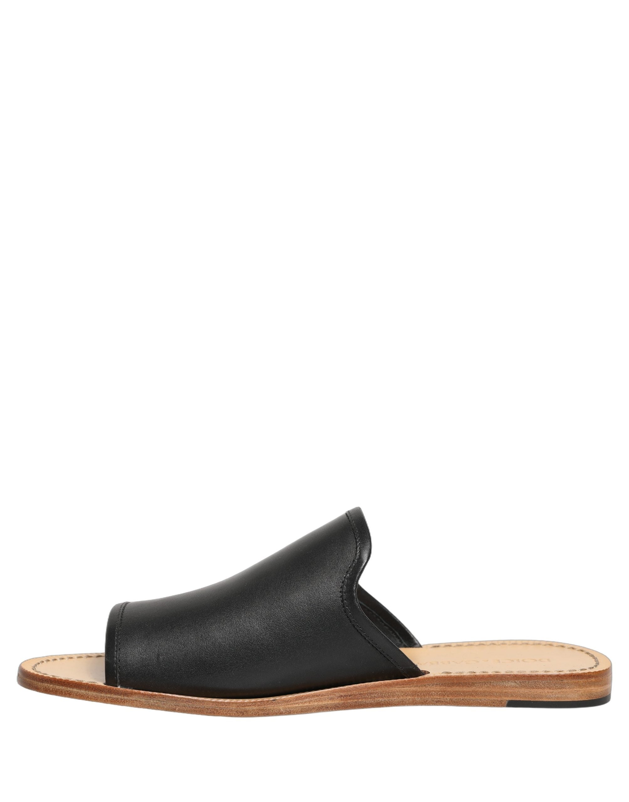 Dolce & Gabbana Brown Leather Slides Sandals Flats Men Shoes Dolce & Gabbana