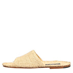 Dolce & Gabbana Beige Straw Raffia Slides Sandals Flats Shoes Dolce & Gabbana