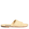 Dolce & Gabbana Beige Straw Raffia Slides Sandals Flats Shoes Dolce & Gabbana
