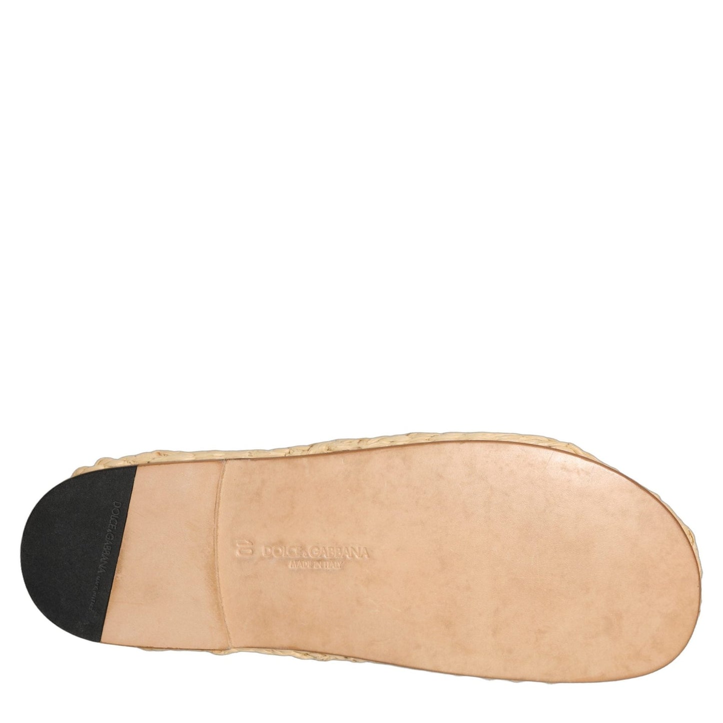 Dolce & Gabbana Beige Straw Raffia Slides Sandals Flats Shoes Dolce & Gabbana