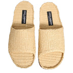 Dolce & Gabbana Beige Straw Raffia Slides Sandals Flats Shoes Dolce & Gabbana
