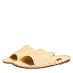 Dolce & Gabbana Beige Straw Raffia Slides Sandals Flats Shoes Dolce & Gabbana