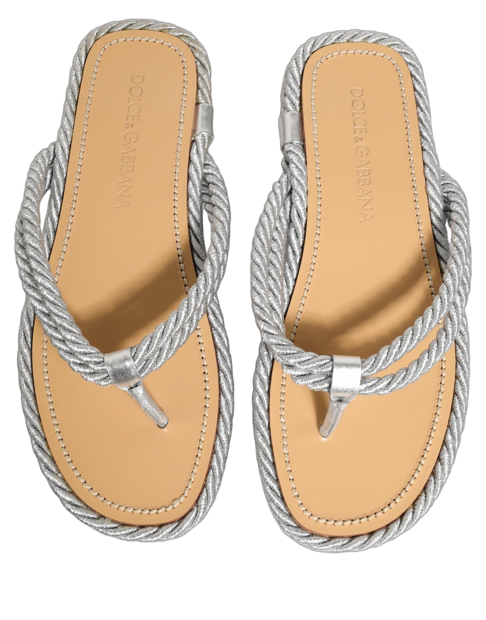 Dolce & Gabbana Silver Rope Slides Sandals Flip Flops Shoes Dolce & Gabbana
