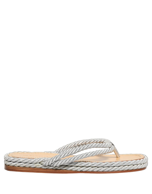 Dolce & Gabbana Silver Rope Slides Sandals Flip Flops Shoes Dolce & Gabbana