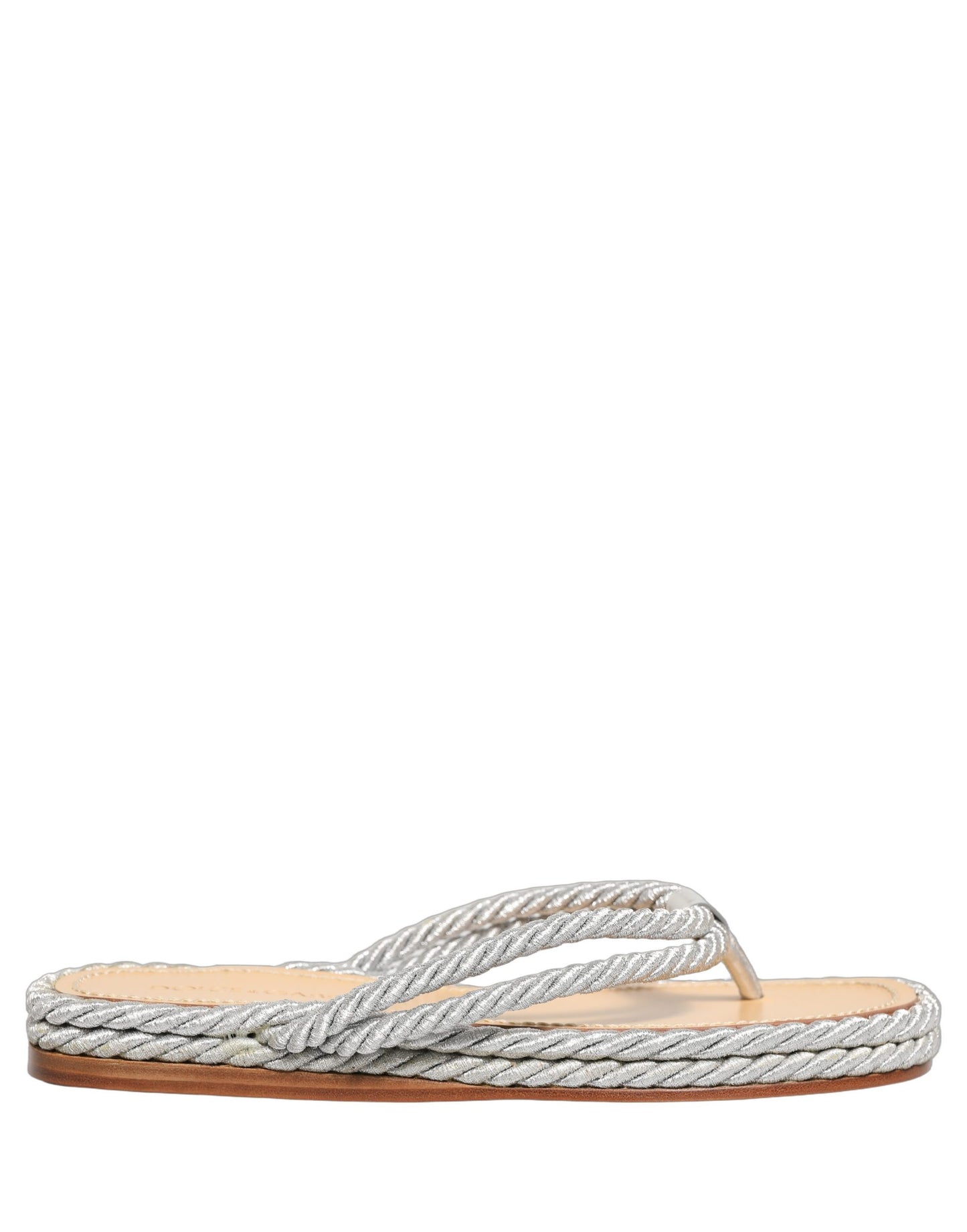 Dolce & Gabbana Silver Rope Slides Sandals Flip Flops Shoes Dolce & Gabbana