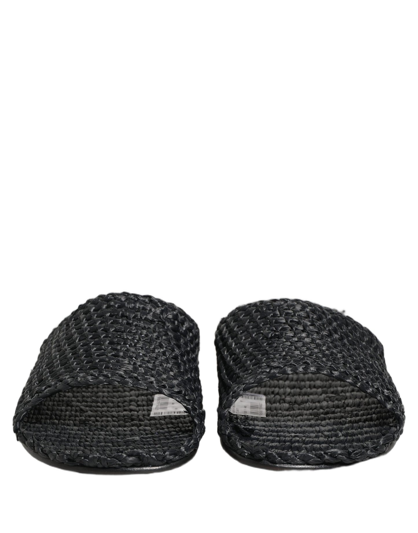 Dolce & Gabbana Black Straw Raffia Slides Sandals Flats Shoes Dolce & Gabbana