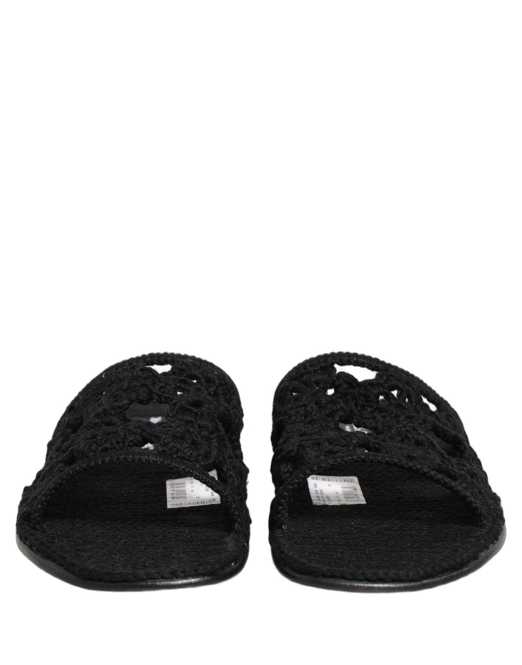 Dolce & Gabbana Black Fabric Woven Slides Sandals Flats Shoes Dolce & Gabbana
