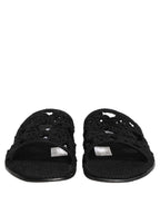 Dolce & Gabbana Black Fabric Woven Slides Sandals Flats Shoes Dolce & Gabbana