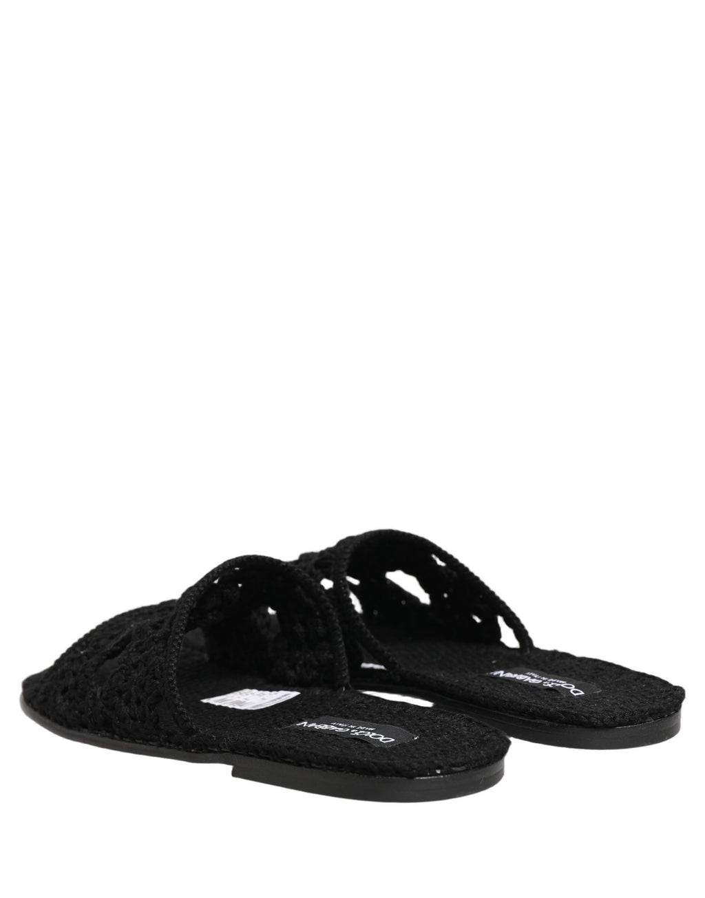 Dolce & Gabbana Black Fabric Woven Slides Sandals Flats Shoes Dolce & Gabbana