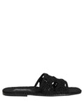 Dolce & Gabbana Black Fabric Woven Slides Sandals Flats Shoes Dolce & Gabbana
