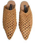 Dolce & Gabbana Beige Woven Straw Slides Sandals Flats Shoes Dolce & Gabbana