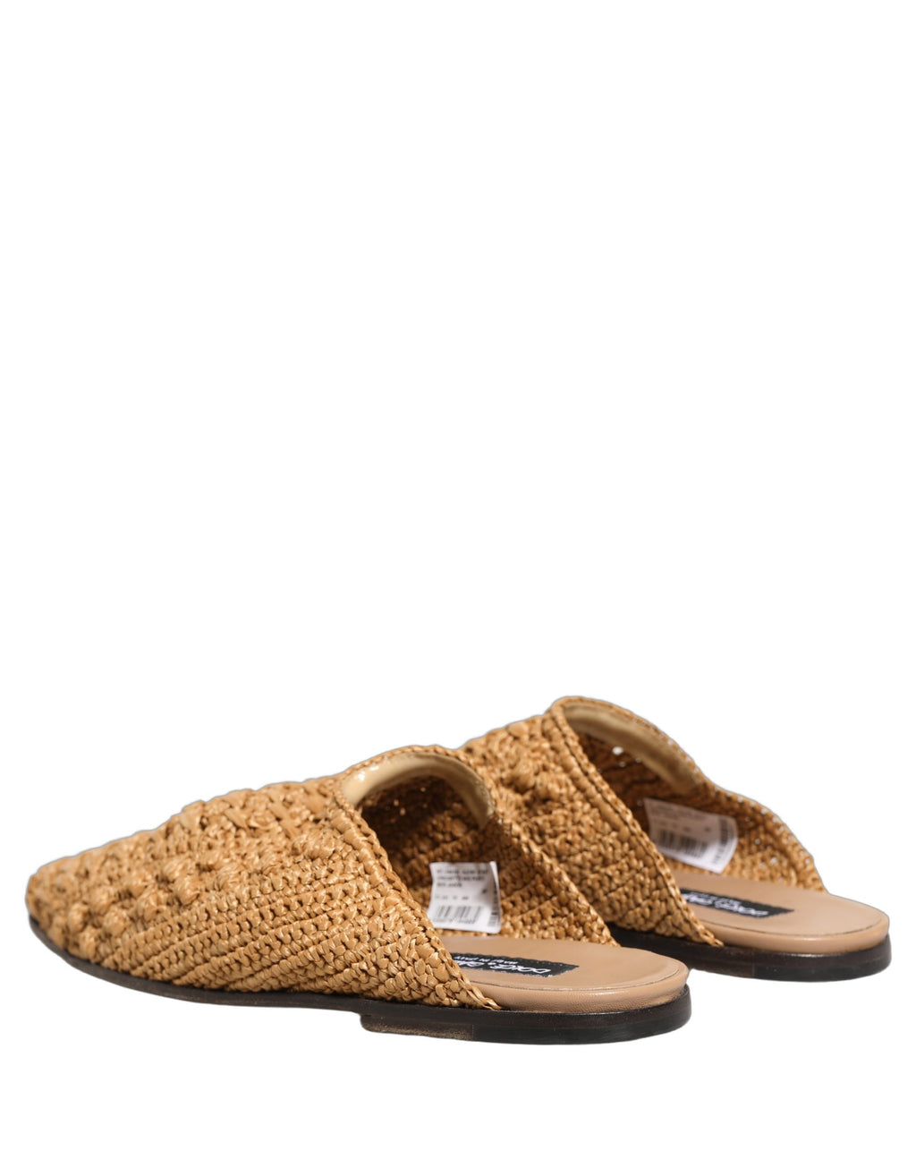 Dolce & Gabbana Beige Woven Straw Slides Sandals Flats Shoes Dolce & Gabbana