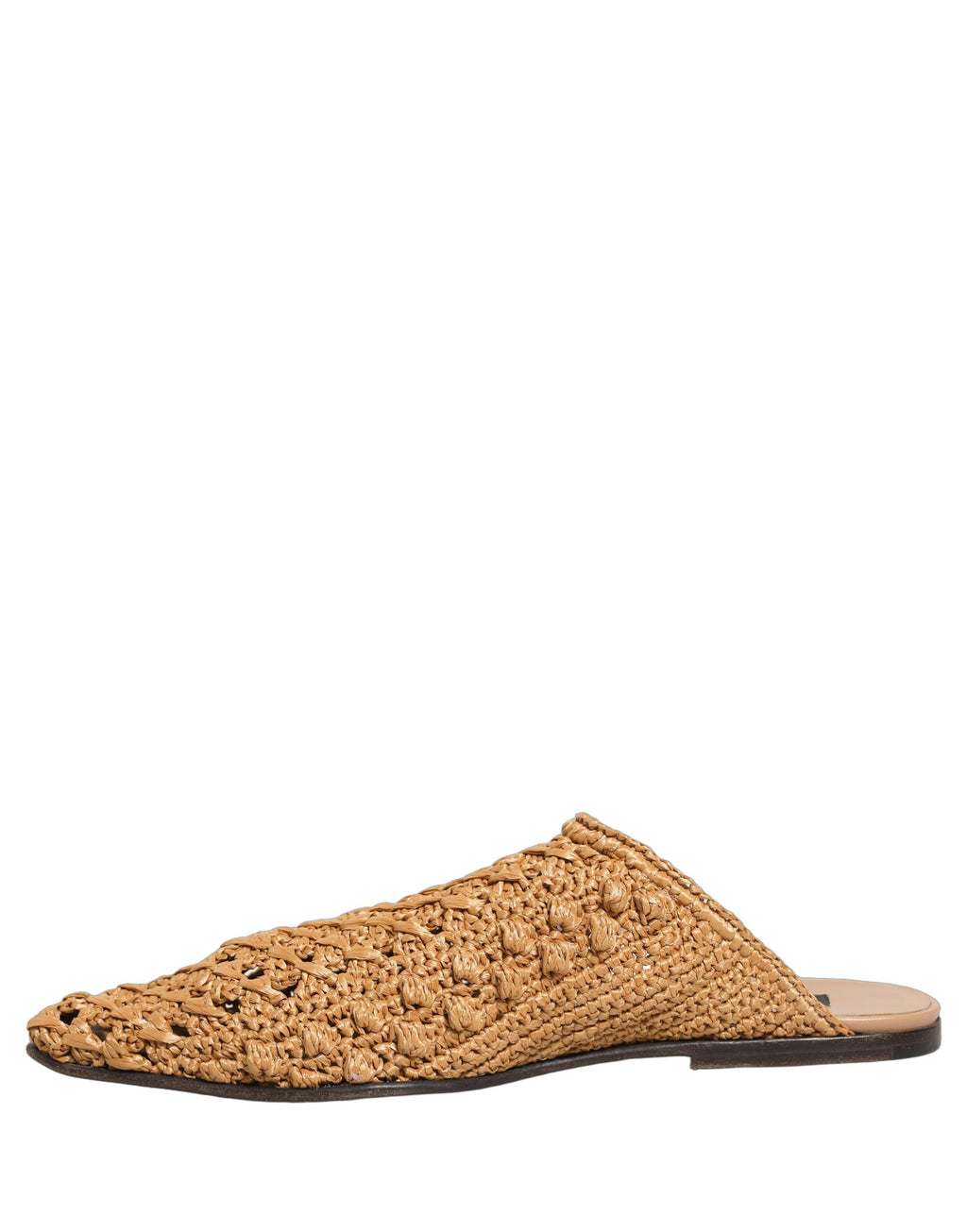 Dolce & Gabbana Beige Woven Straw Slides Sandals Flats Shoes Dolce & Gabbana