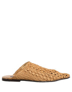 Dolce & Gabbana Beige Woven Straw Slides Sandals Flats Shoes Dolce & Gabbana