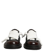 Dolce & Gabbana Brown Leather Slip On Flat Sandals Men Shoes Dolce & Gabbana