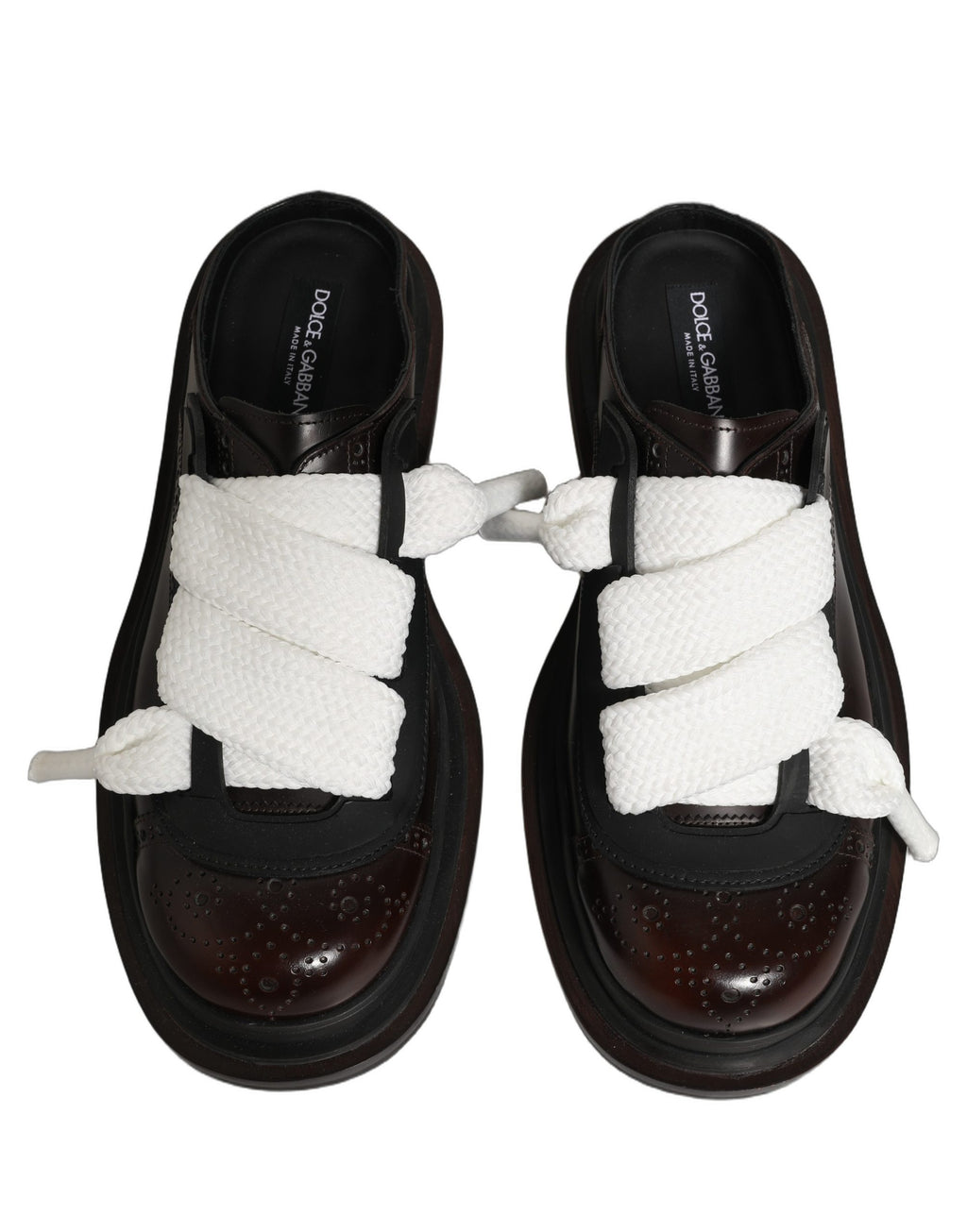 Dolce & Gabbana Brown Leather Slip On Flat Sandals Men Shoes Dolce & Gabbana