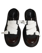 Dolce & Gabbana Brown Leather Slip On Flat Sandals Men Shoes Dolce & Gabbana