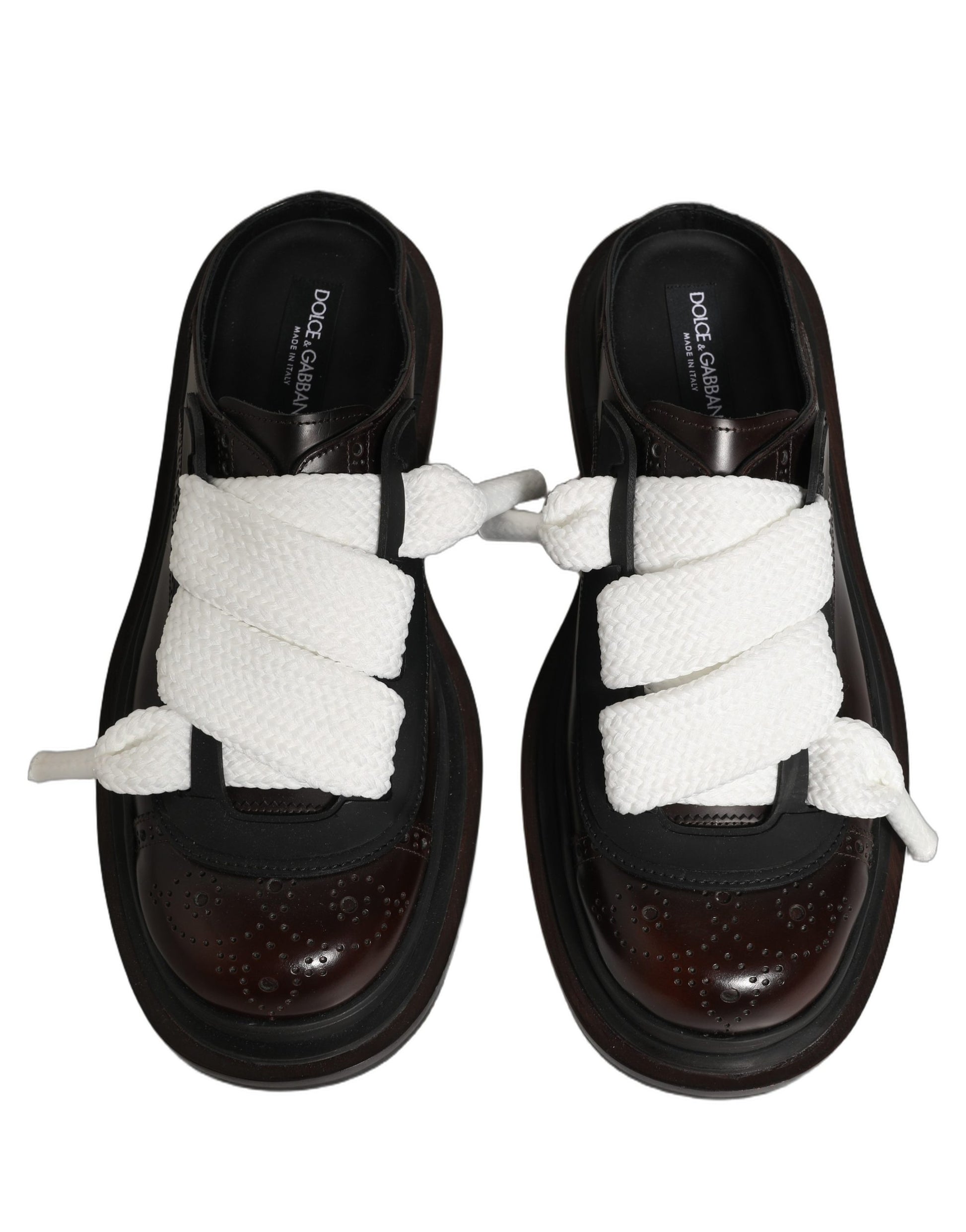 Dolce & Gabbana Brown Leather Slip On Flat Sandals Men Shoes Dolce & Gabbana