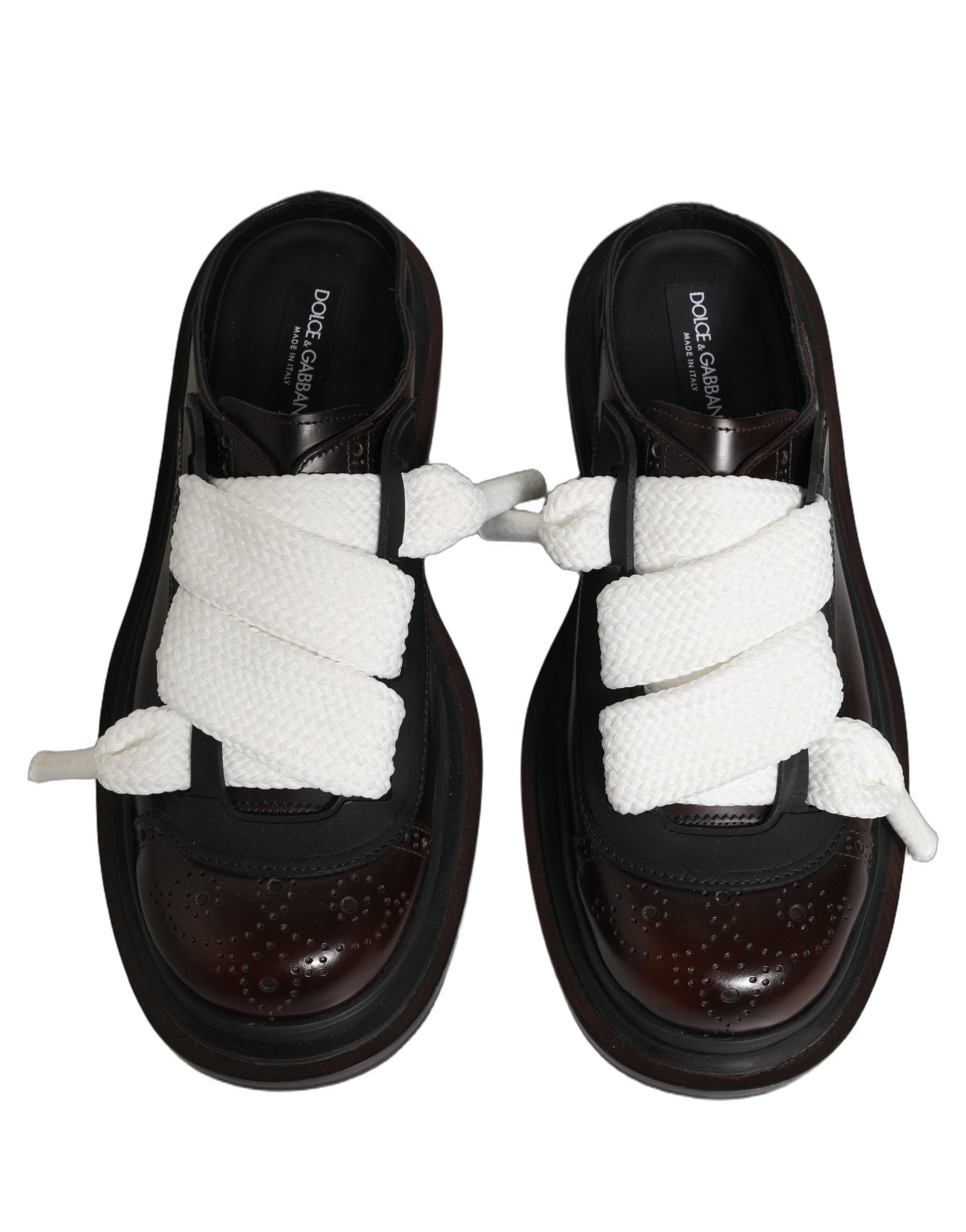Dolce & Gabbana Brown Leather Slip On Flat Sandals Men Shoes Dolce & Gabbana