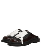Dolce & Gabbana Brown Leather Slip On Flat Sandals Men Shoes Dolce & Gabbana
