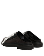 Dolce & Gabbana Brown Leather Slip On Flat Sandals Men Shoes Dolce & Gabbana