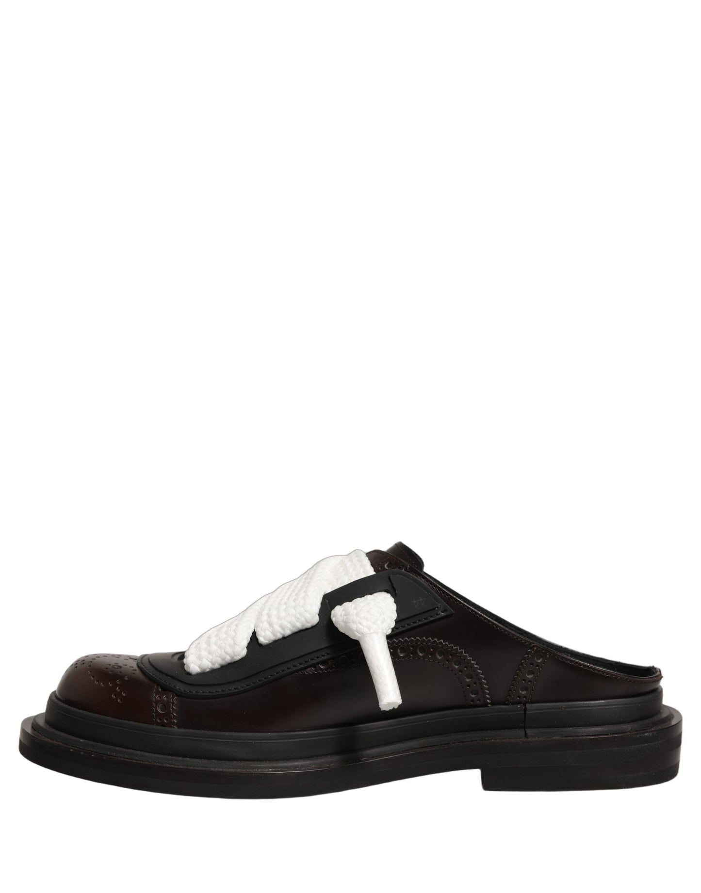 Dolce & Gabbana Brown Leather Slip On Flat Sandals Men Shoes Dolce & Gabbana