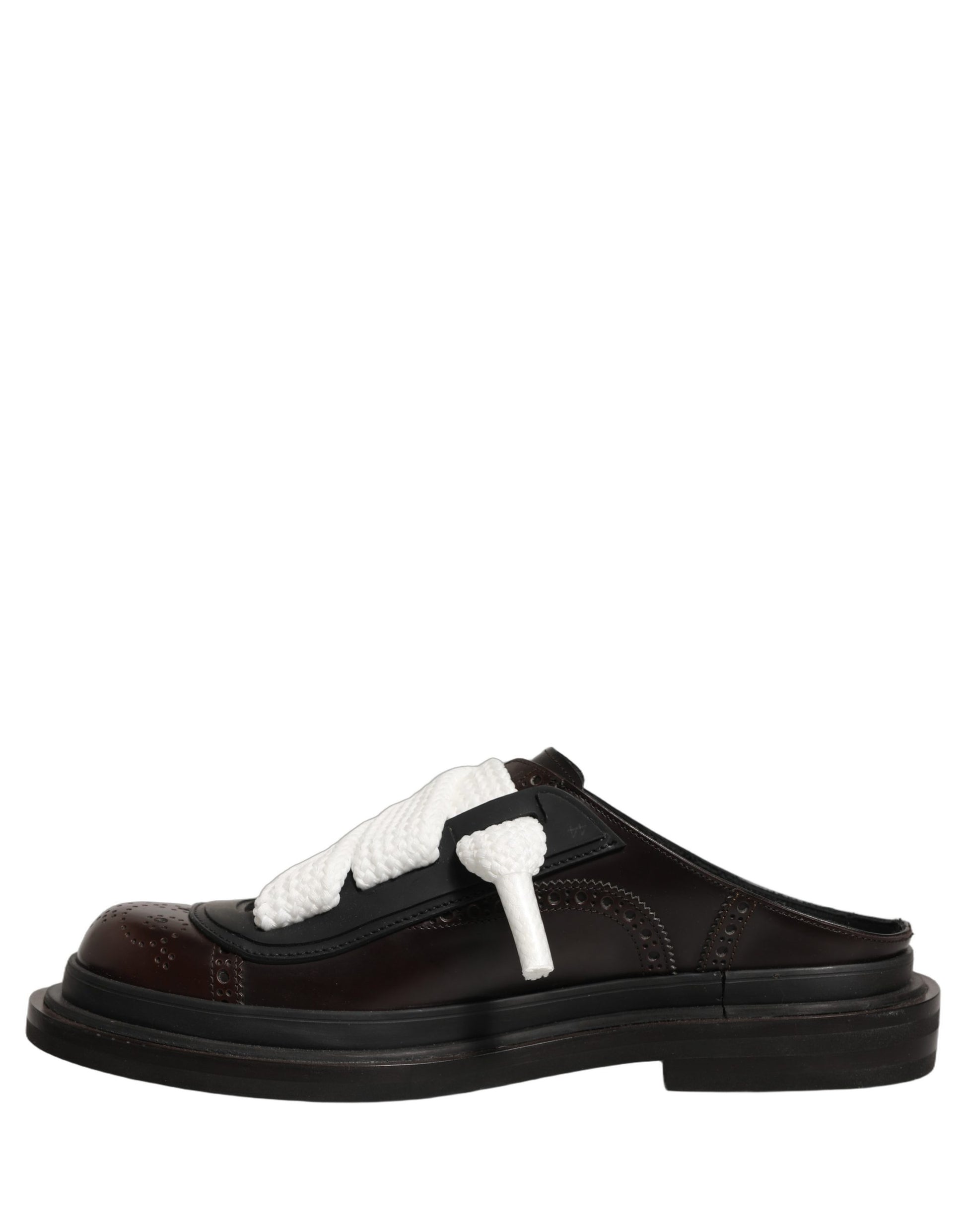Dolce & Gabbana Brown Leather Slip On Flat Sandals Men Shoes Dolce & Gabbana