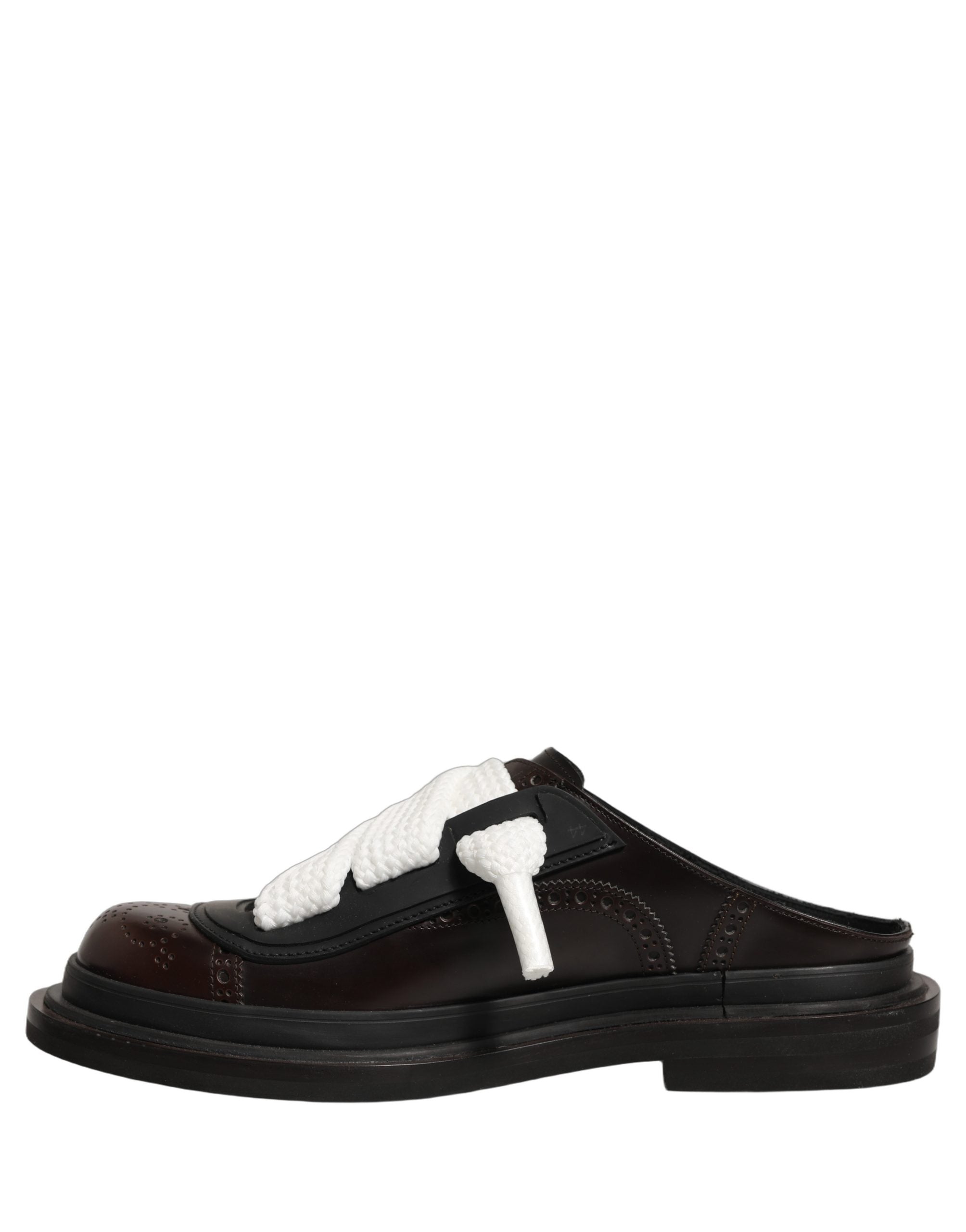 Dolce & Gabbana Brown Leather Slip On Flat Sandals Men Shoes Dolce & Gabbana
