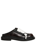 Dolce & Gabbana Brown Leather Slip On Flat Sandals Men Shoes Dolce & Gabbana