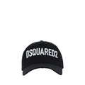 Black Dsquared² cotton baseball cap with curved brim and adjustable strap, featuring subtle branding on the front.