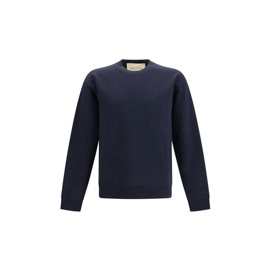 Valentino Garavani Blue Cotton Sweatshirt Valentino Garavani
