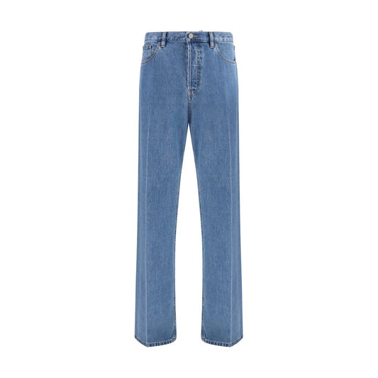 Valentino Garavani Blue Cotton Straight-Leg Jeans Valentino Garavani