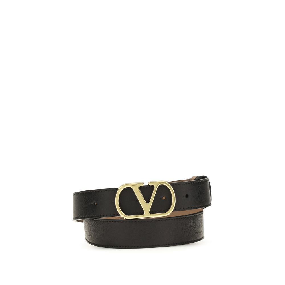 Valentino Garavani Black Calf Leather Bos Taurus Regular Belt Valentino Garavani