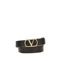 Valentino Garavani Black Calf Leather Bos Taurus Regular Belt Valentino Garavani