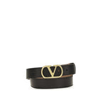 Valentino Garavani Black Calf Leather Bos Taurus Regular Belt Valentino Garavani
