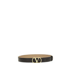 Valentino Garavani Black Calf Leather Bos Taurus Regular Belt Valentino Garavani