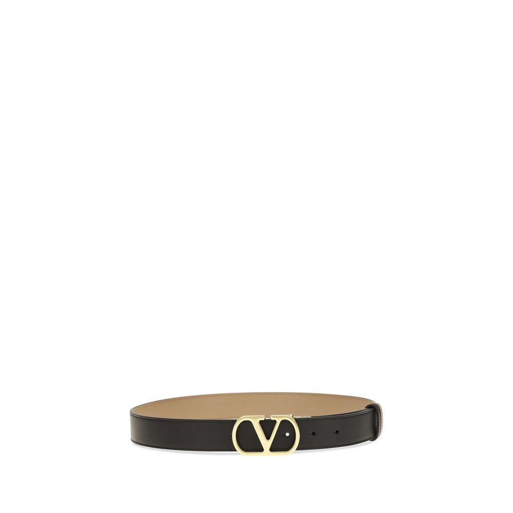 Valentino Garavani Black Calf Leather Bos Taurus Regular Belt Valentino Garavani