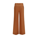 Chloé orange cotton flared pants with high waist and wide leg silhouette, displayed on a neutral background.
