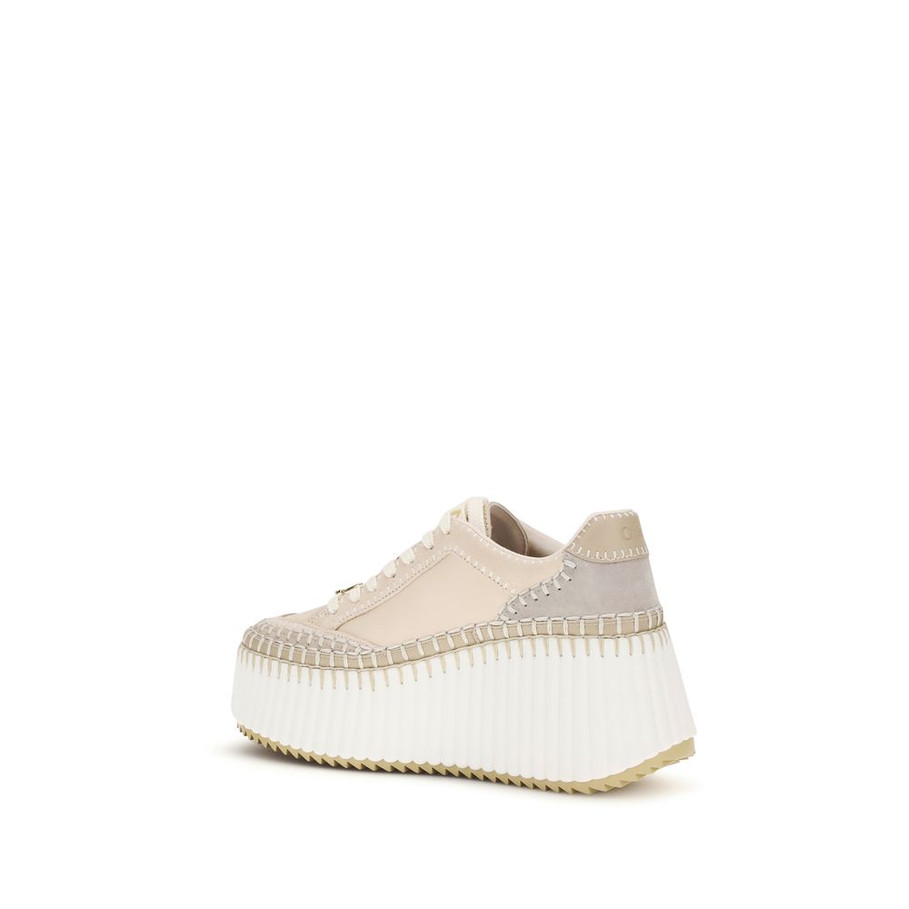 Chloé Beige Calf Leather Bos Taurus Platform Sneakers Chloé