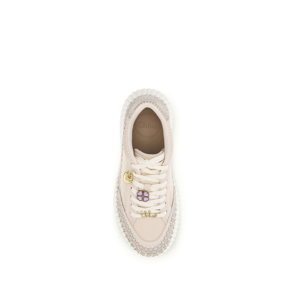 Chloé Beige Calf Leather Bos Taurus Platform Sneakers Chloé