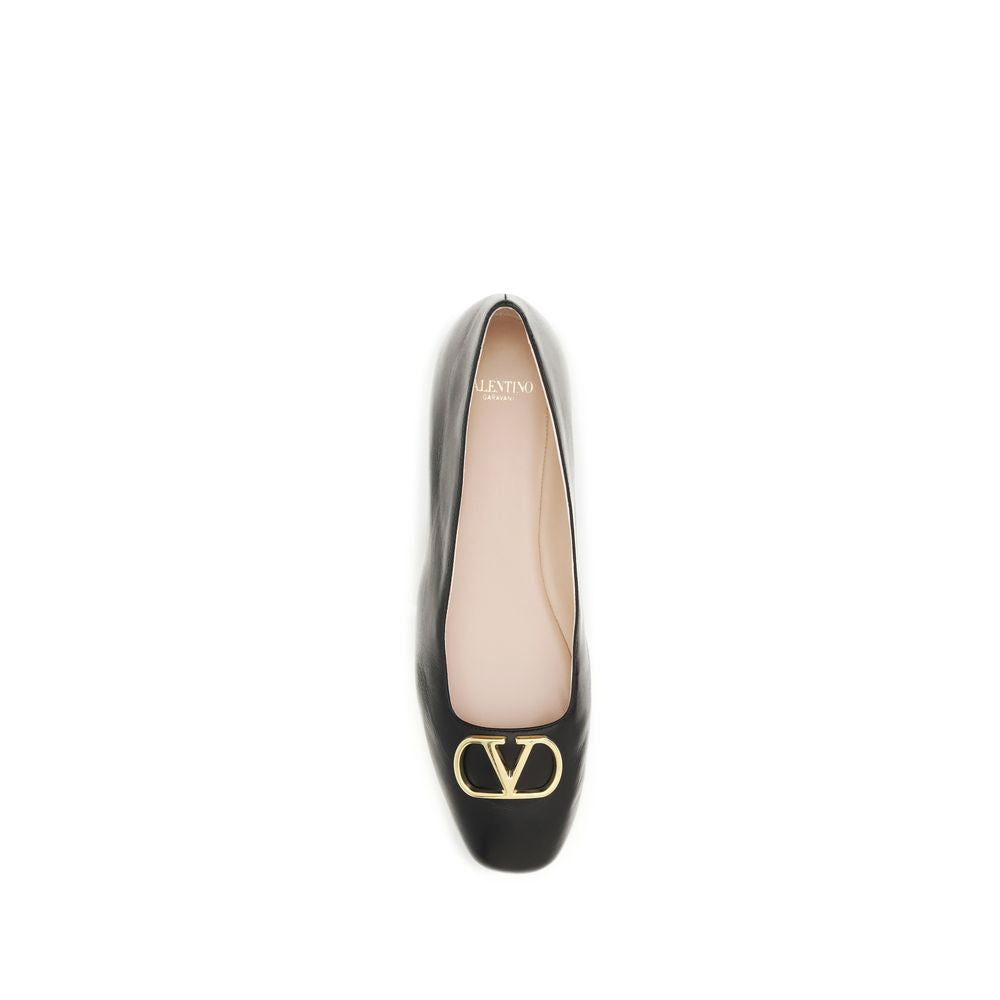 Valentino Garavani Black Calf Leather Bos Taurus Ballet Flats Valentino Garavani