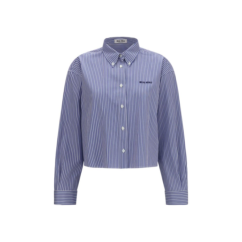 Miu Miu Blue Cotton Dress Shirt Miu Miu