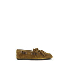 Miu Miu Beige Calf Leather Bos Taurus Slip-On Loafers