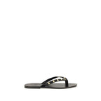 Valentino Garavani Black Calf Leather Bos Taurus Flip-Flop Sandals