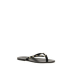 Valentino Garavani Black Calf Leather Bos Taurus Flip-Flop Sandals